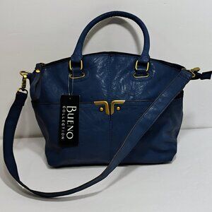 BUENO COLLECTION Shoulder Bag or Satchel Purse Blue Fx Leather NWT